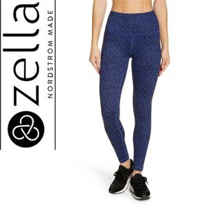 NEW Live In High Waist Ankle Performance Leggings Blue Twilight Wave Print Small